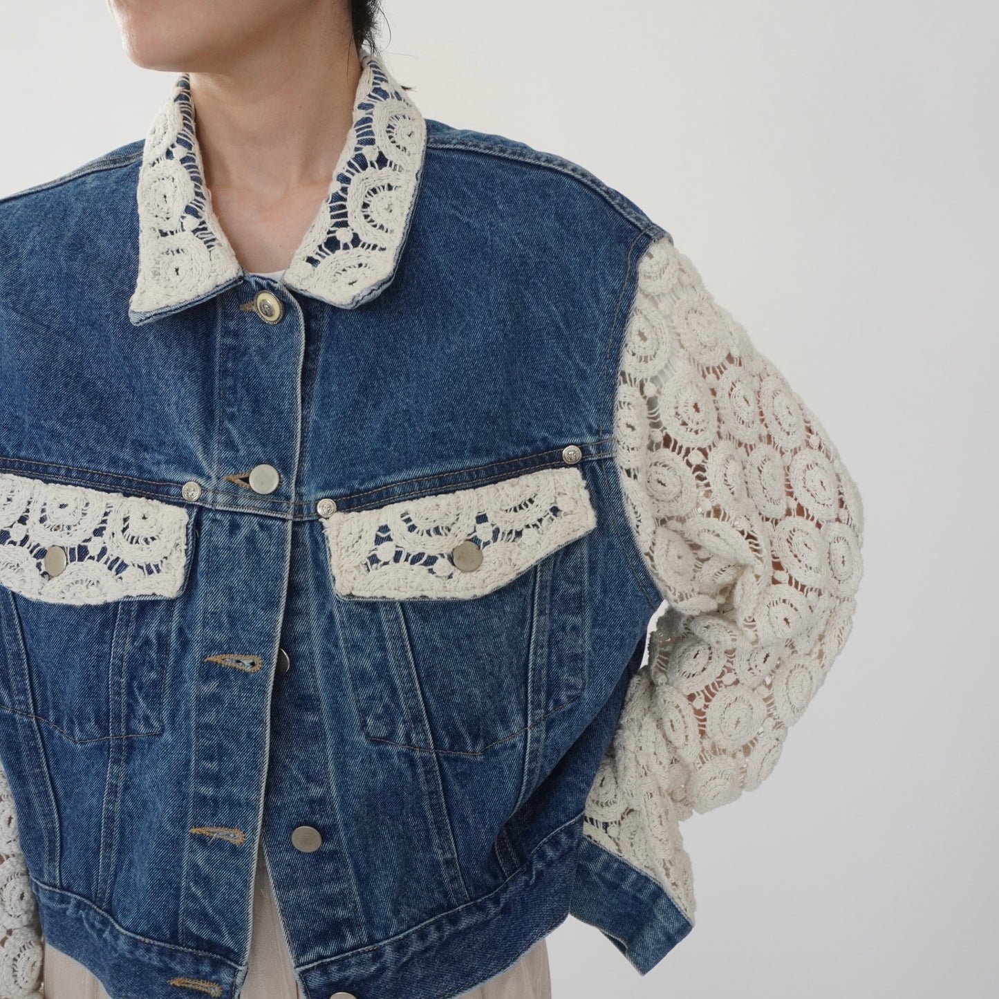 90s Crochet Denim Jacket