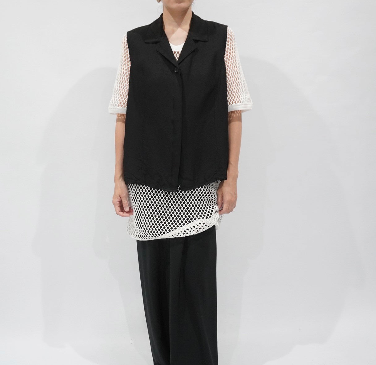 90s Black Vest,Blouse