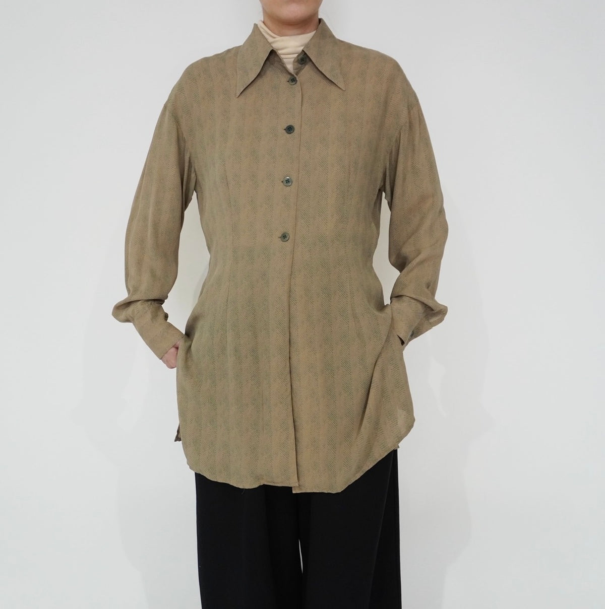 90s Silk Long Shirt