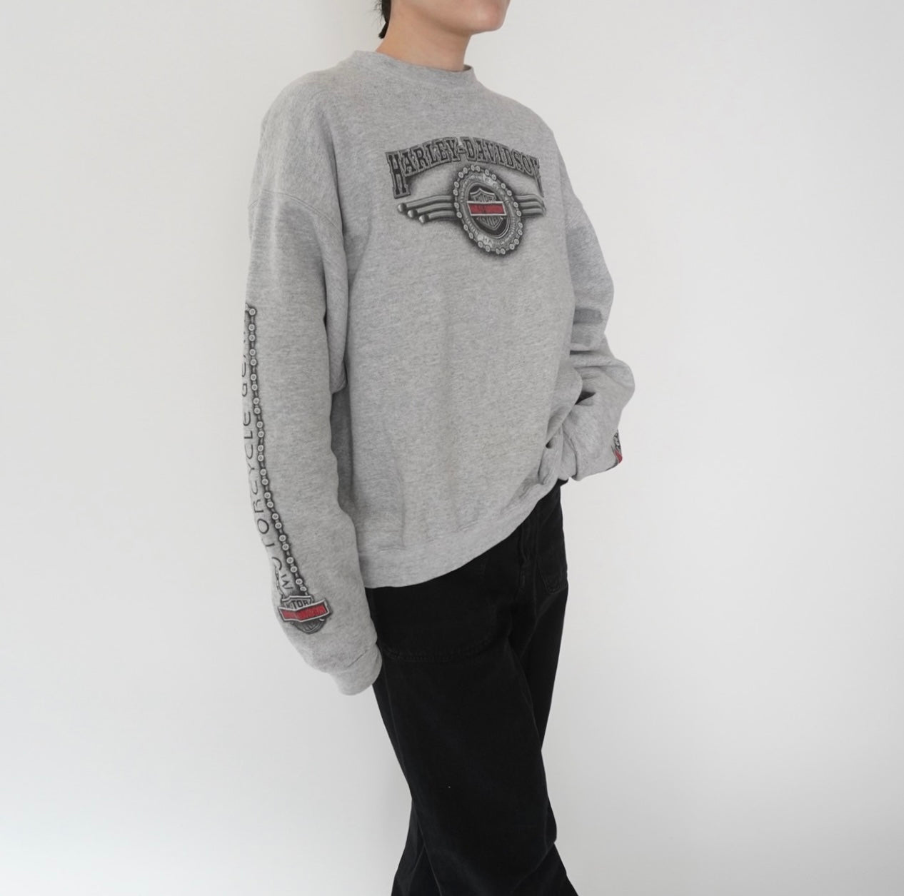 01s ”Harley-Davidson” Printed Sweater Made in USA
