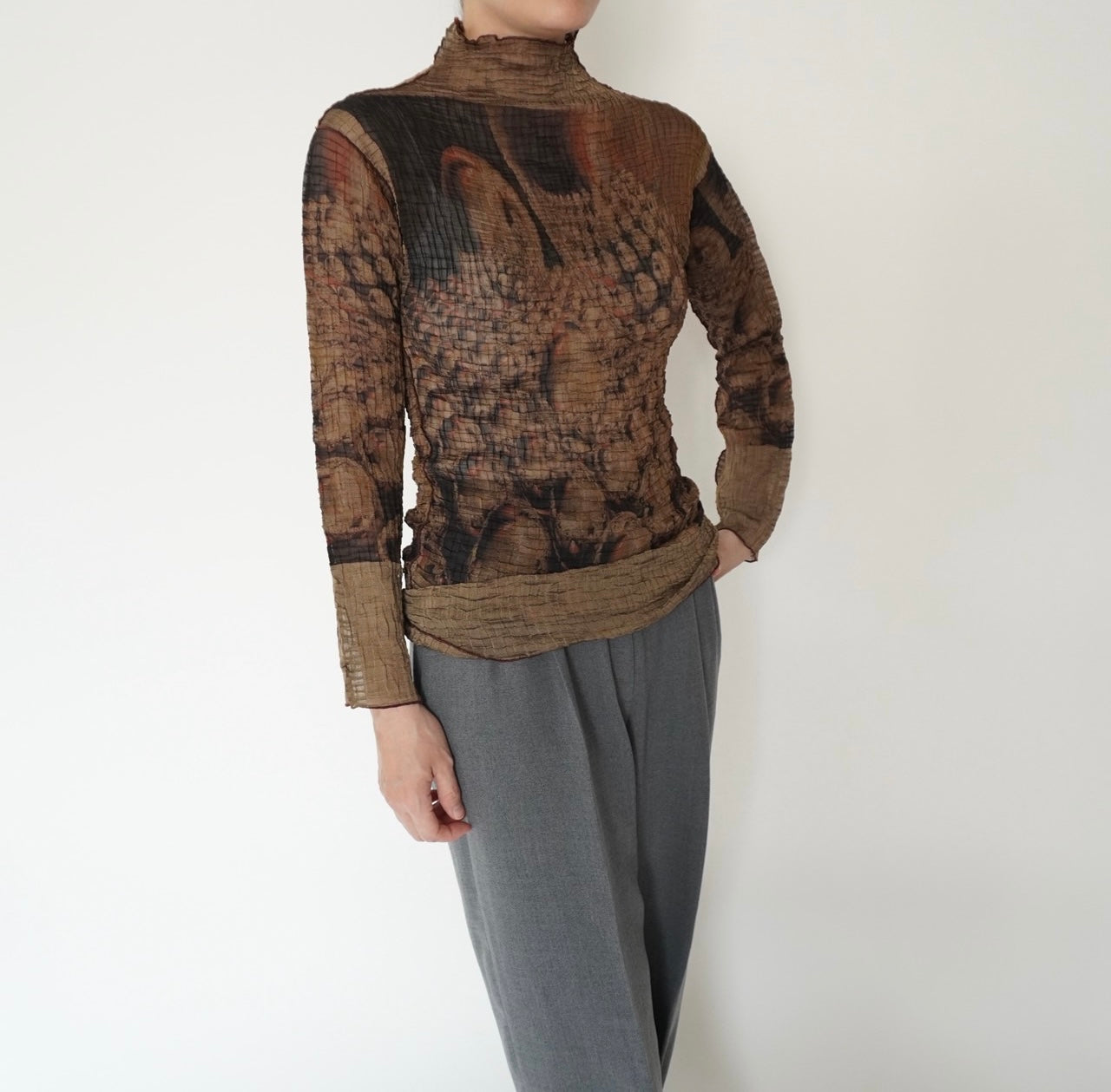 90s Pattern Sheer Top Made in USA