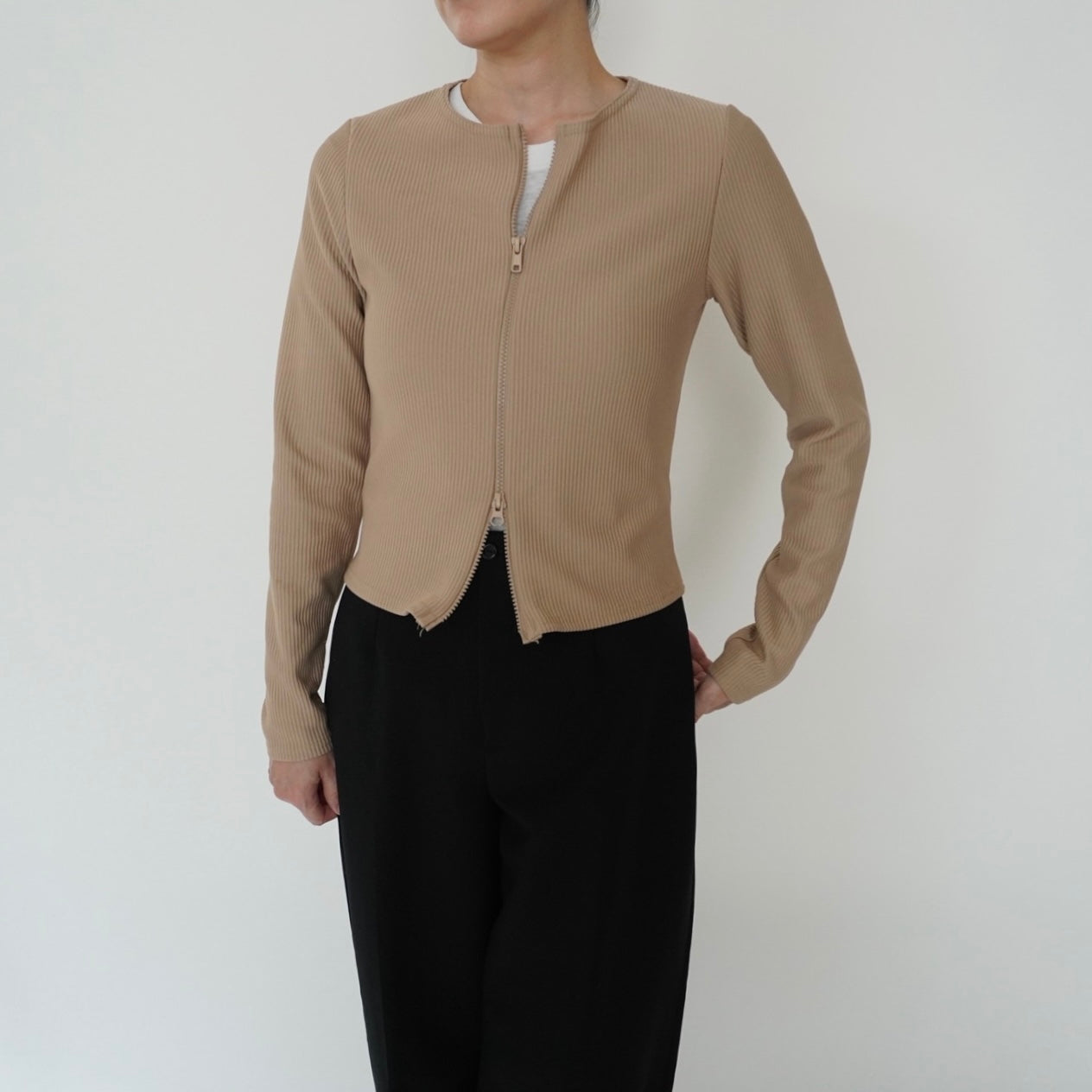 90s Zip Design Ribbed Top Made in UK