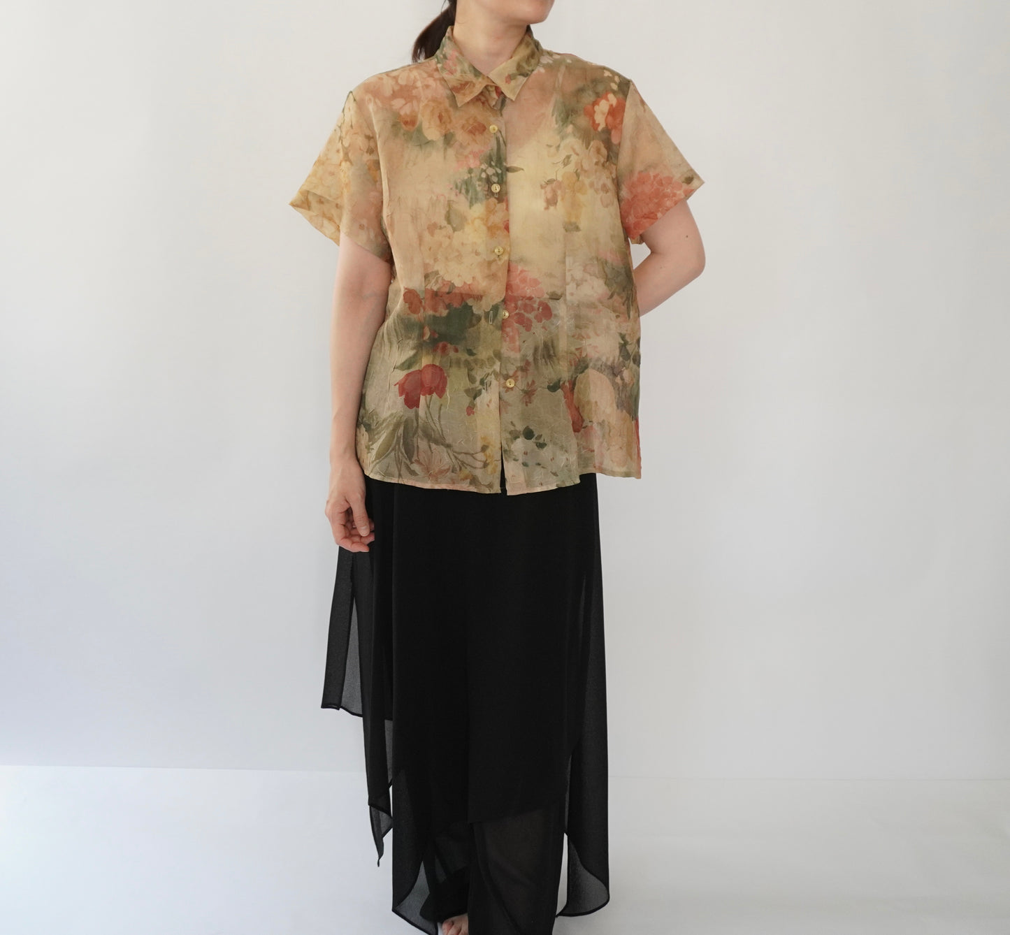 80s Printed Sheer Shirt Made in USA