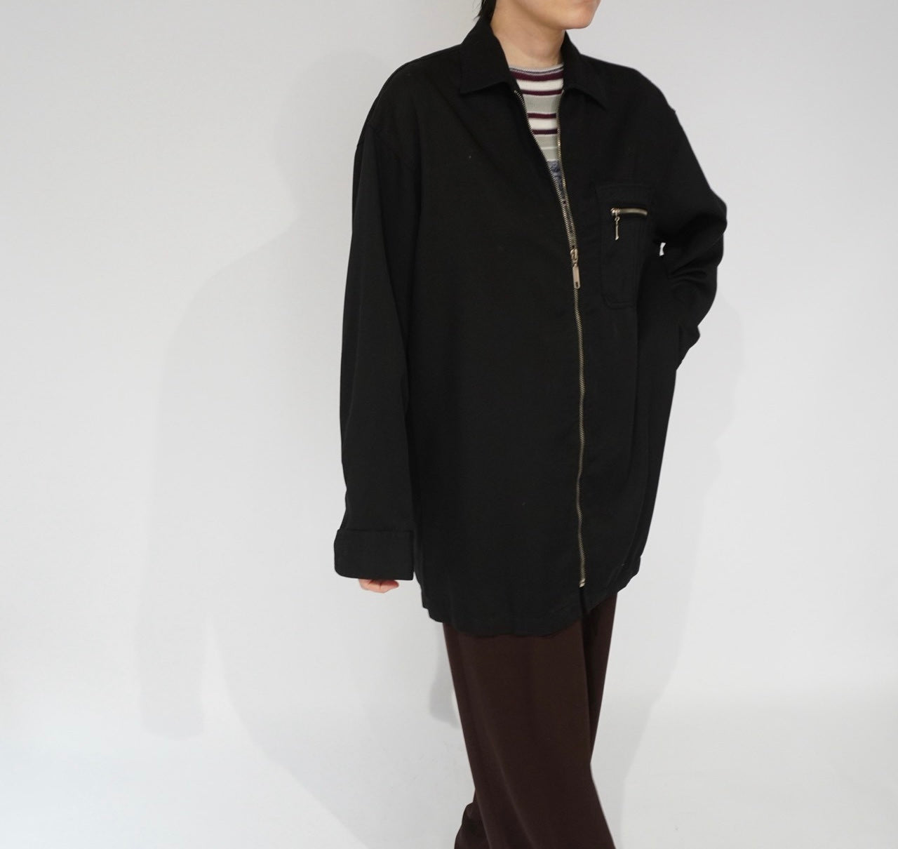 90s Rayon Zip Shirt Jacket