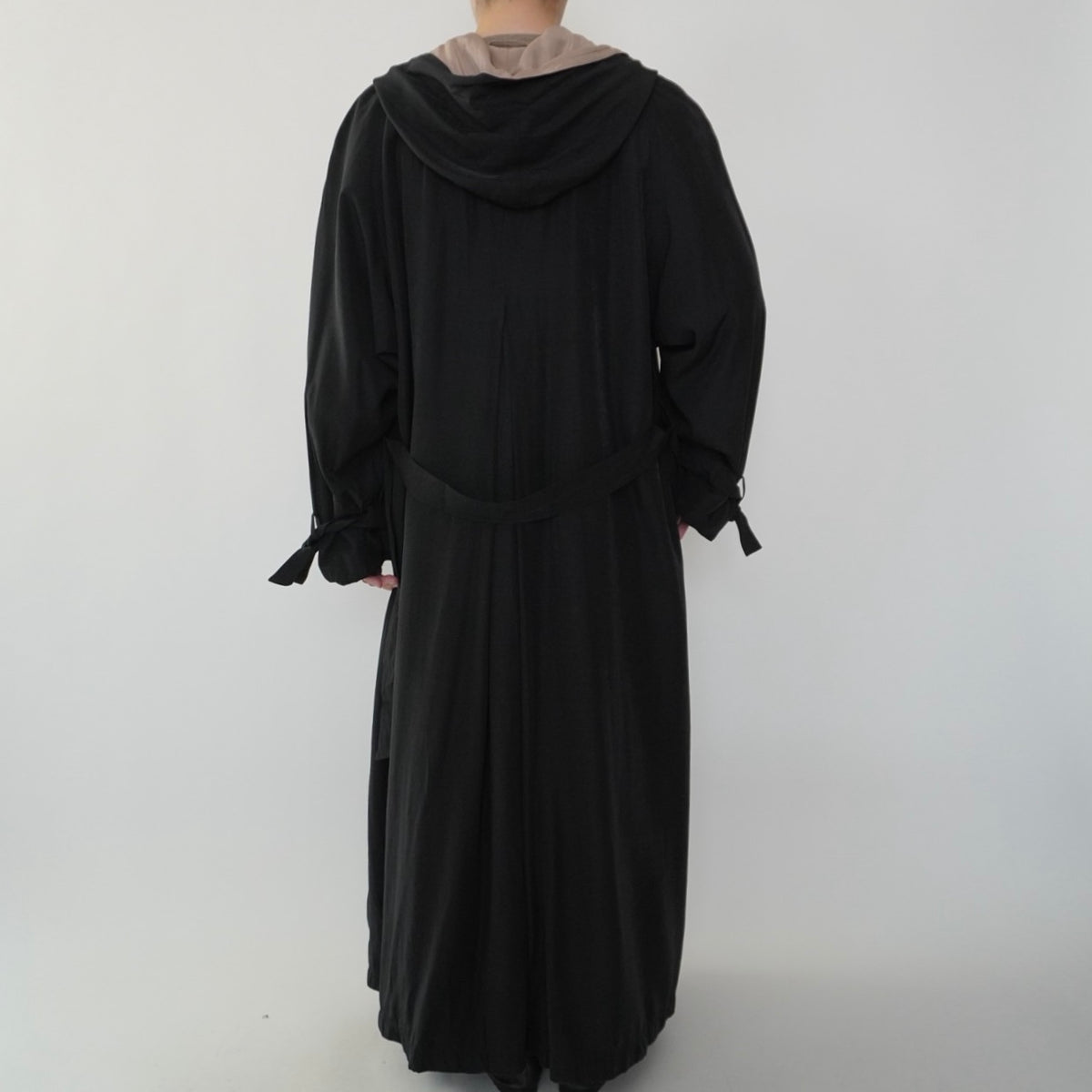 90s Black Design Maxi Coat