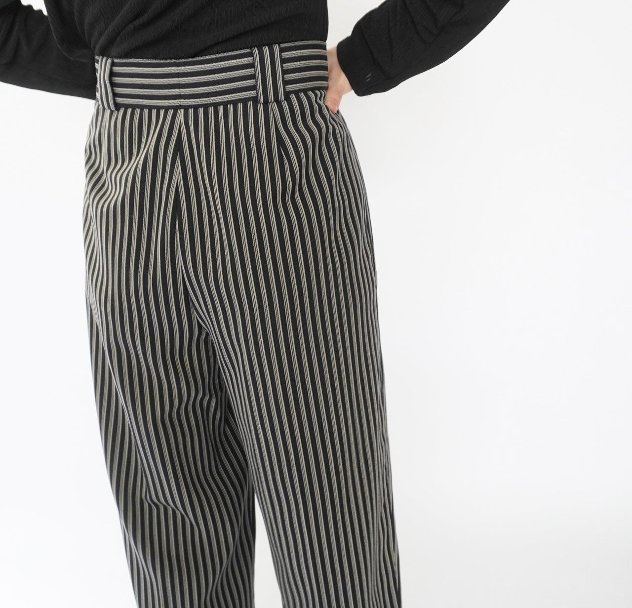 80s Black White Striped  Pants Made in Italy