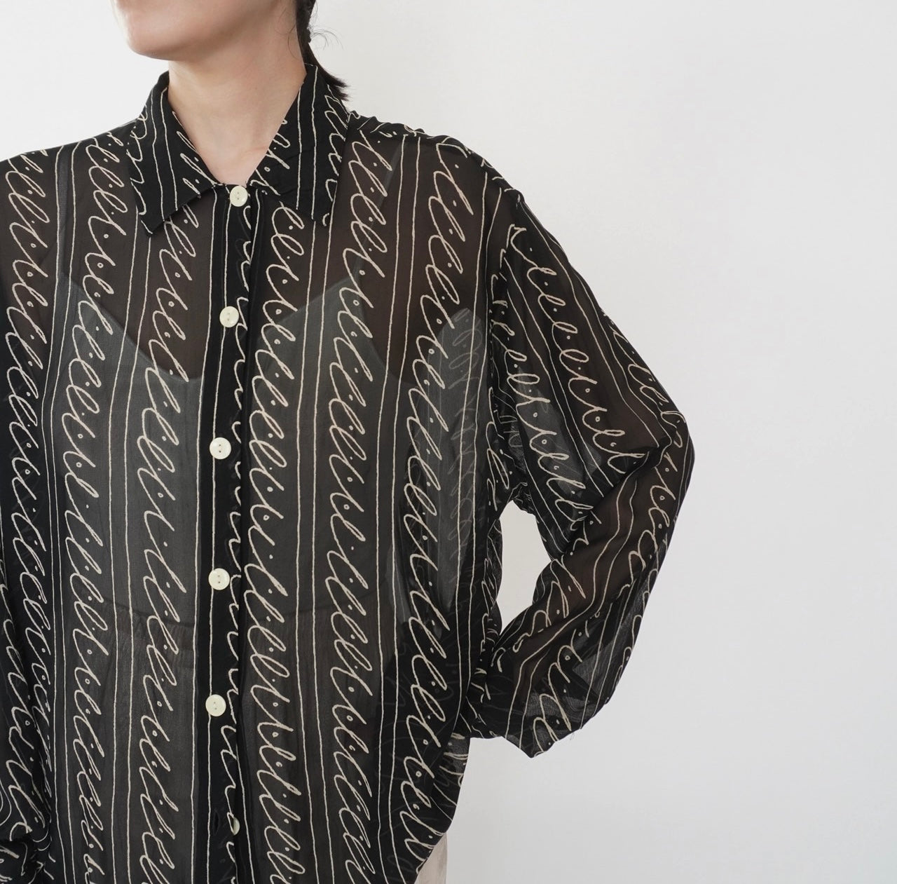 90s EURO Sheer Pattern Shirt