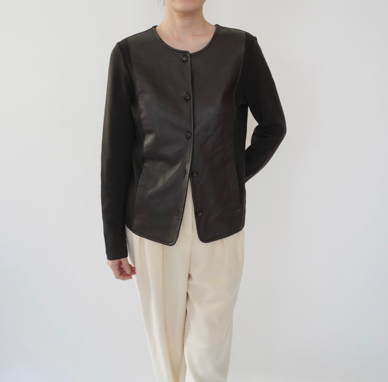 90s Faux Leather Top,Cardigan