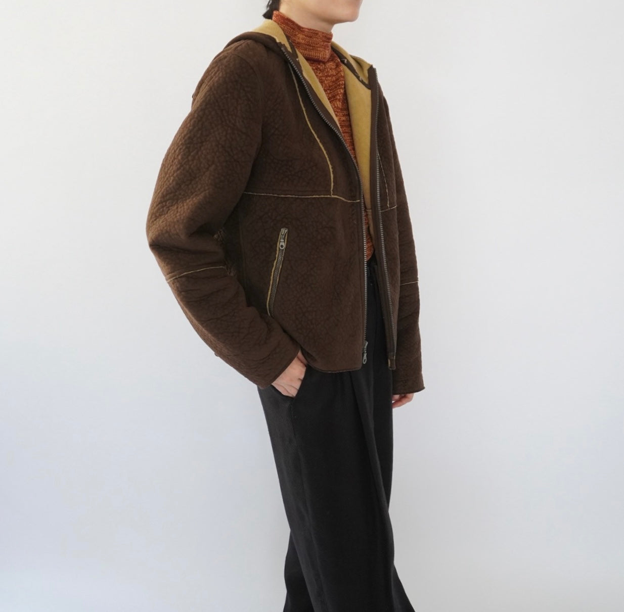90s Faux Shearling Zipped Jacket
