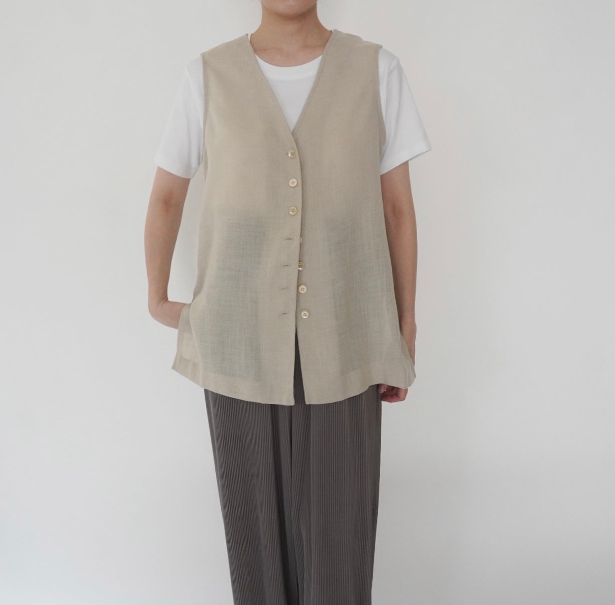 90s Beige Vest Made in USA