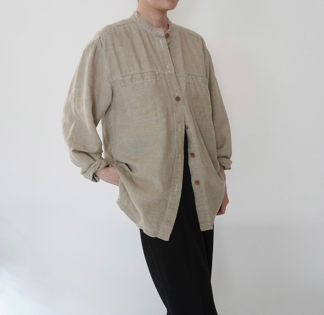 90s Linen x Cotton Design Shirt