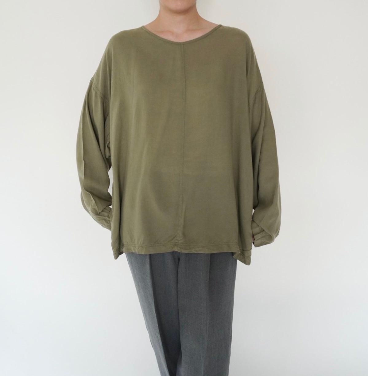 90s Khaki Rayon Blouse