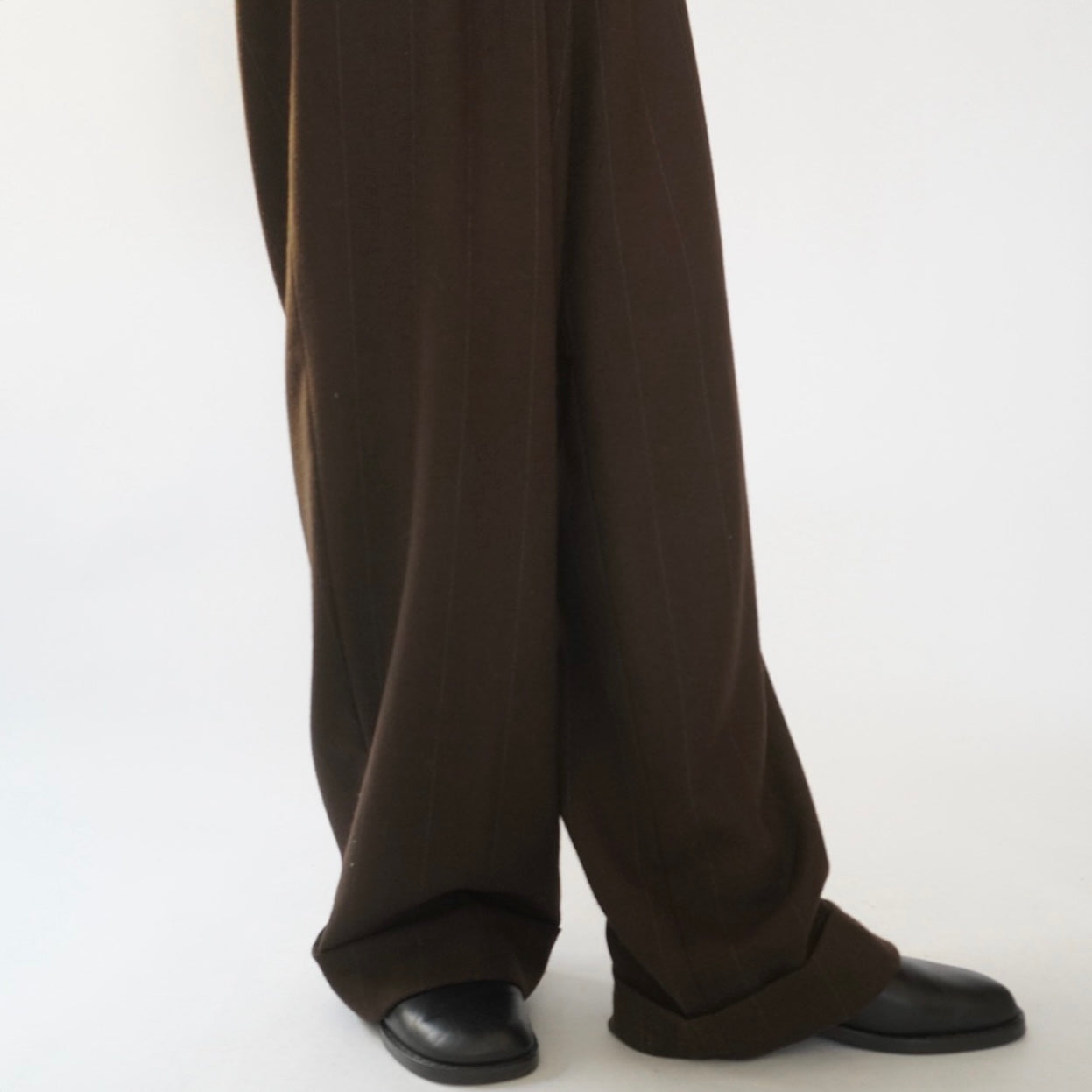 90s Wool Striped Wide Pants Made in USA Dead Stock