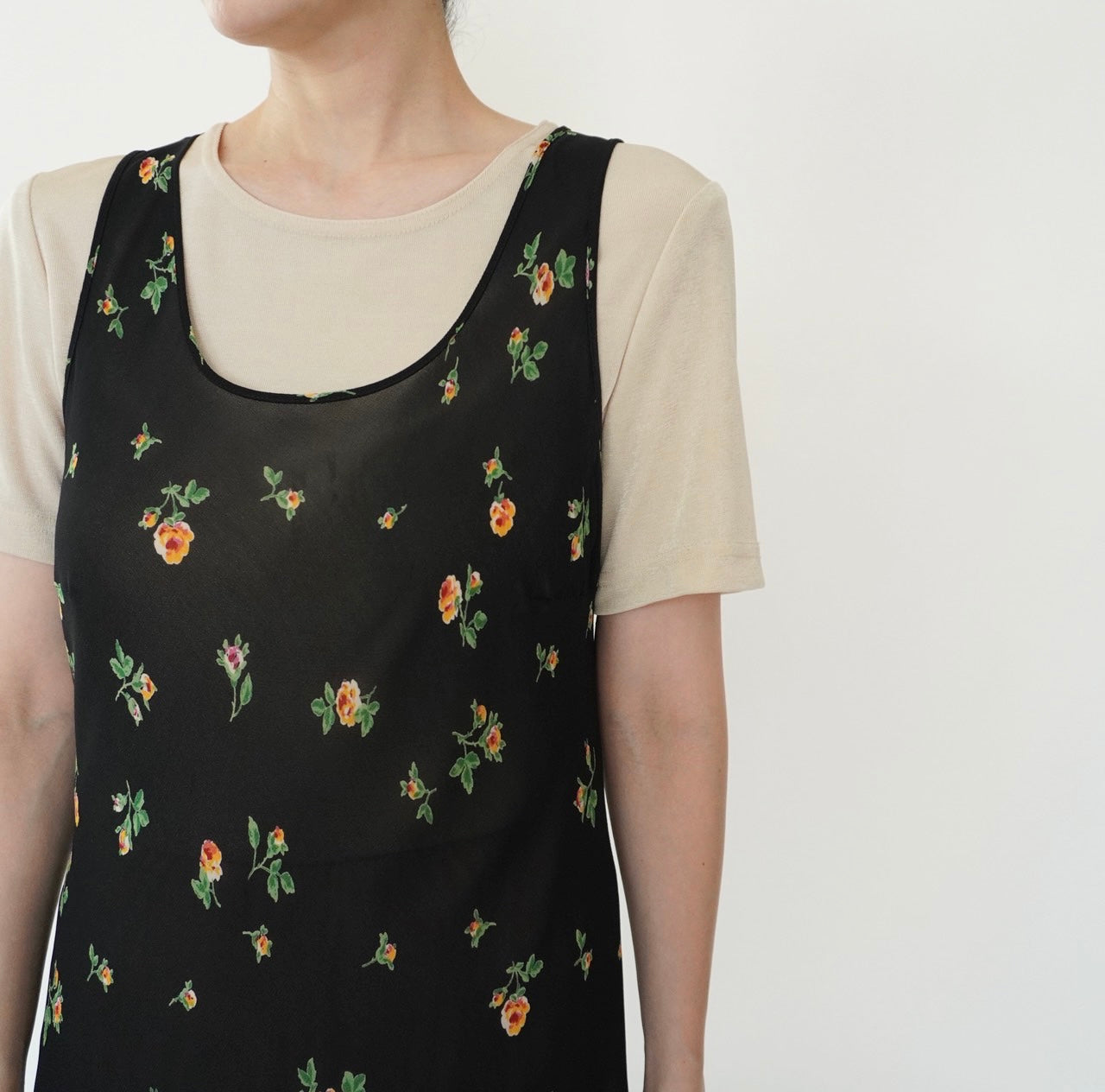 90s Floral Print Sheer Dress Made in Italy