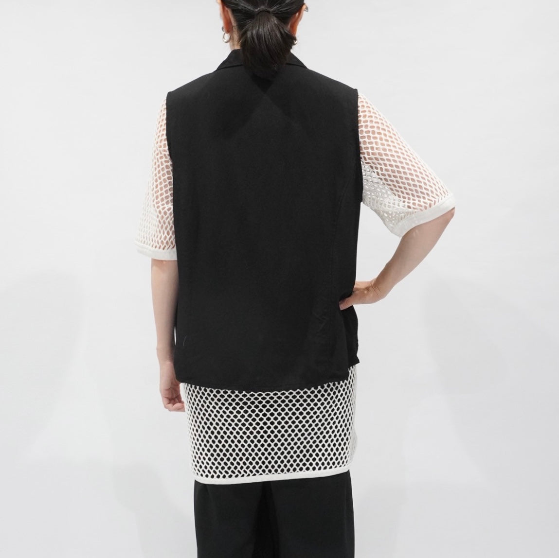 90s Black Vest,Blouse