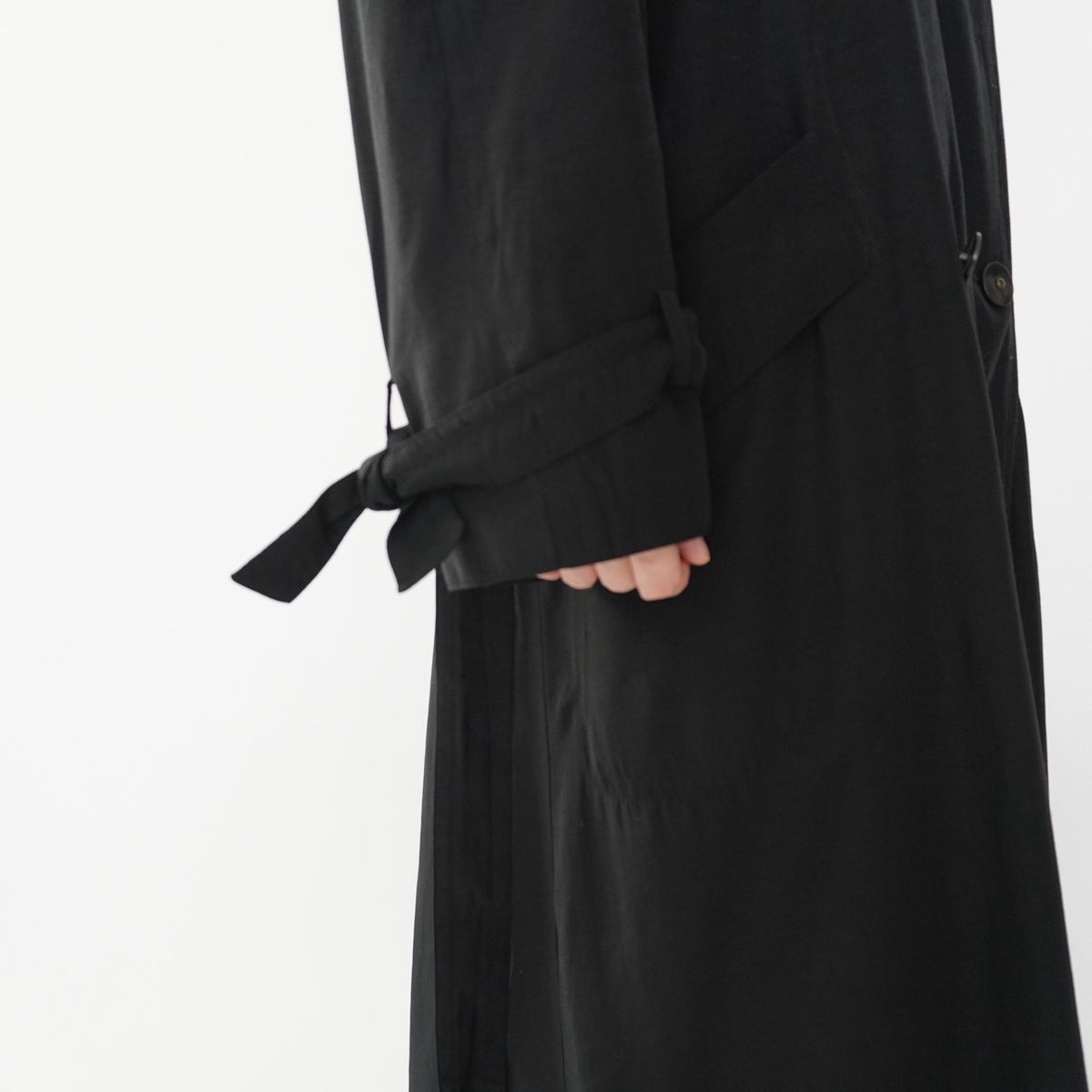90s Black Design Maxi Coat