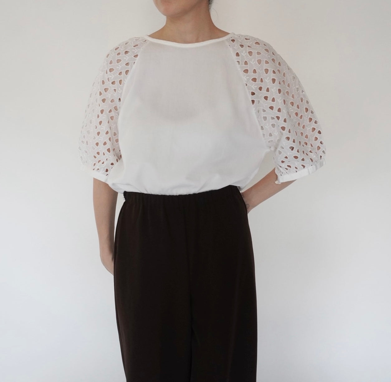 80s Cut Lace Design Blouse