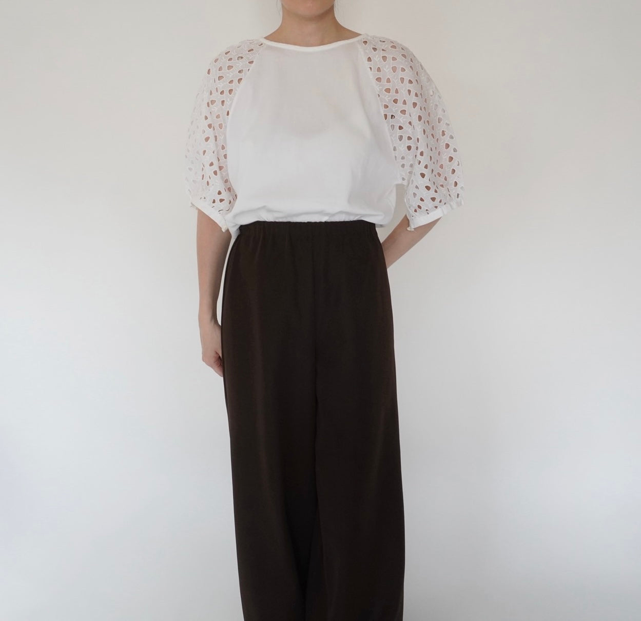 80s Cut Lace Design Blouse