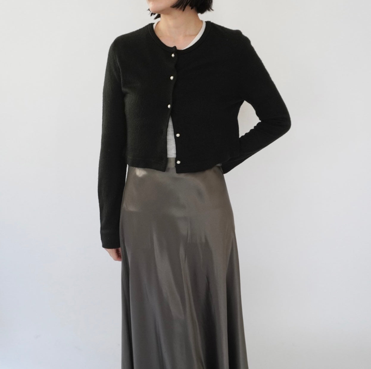 90s Black Cropped Cardigan