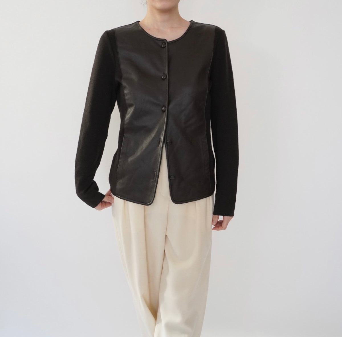 90s Faux Leather Top,Cardigan