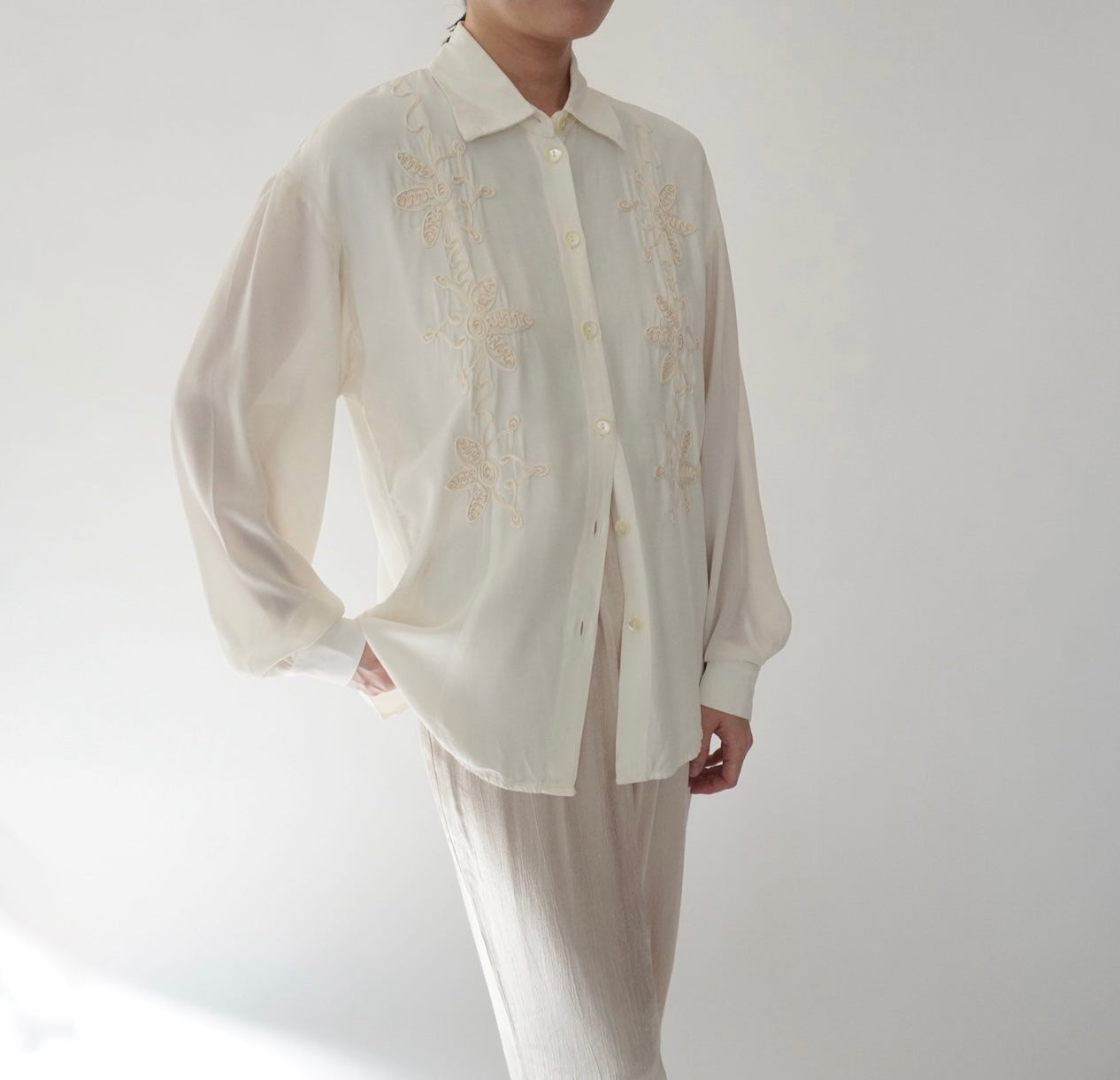 90s Cord Lace Shirt Made in USA