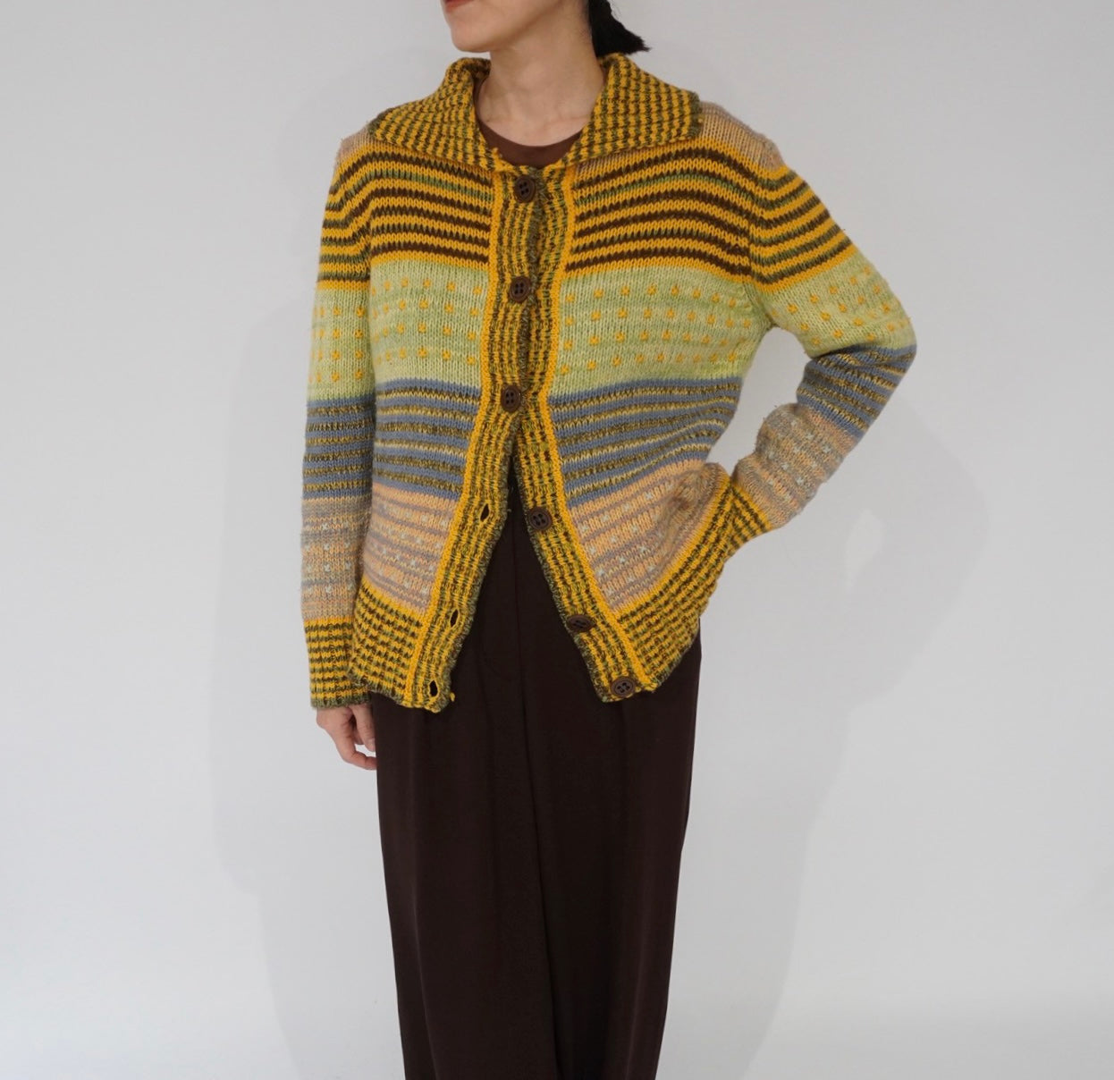 90s "BENETTON" Multi Striped Cardigan Made in Italy