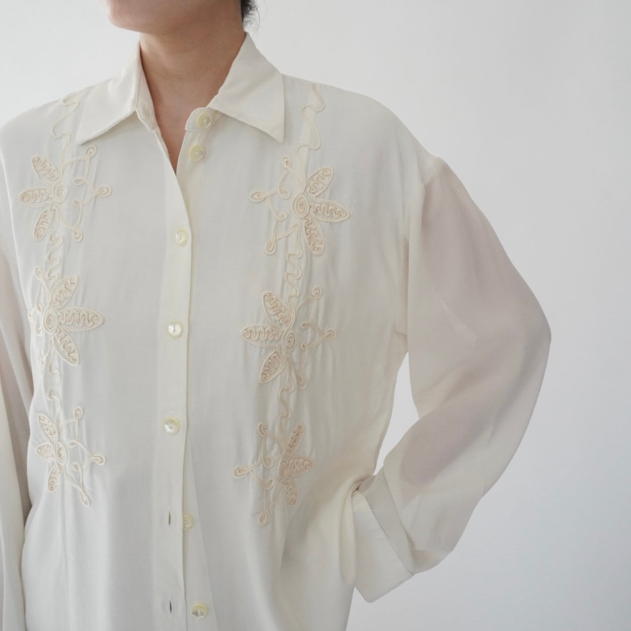 90s Cord Lace Shirt Made in USA