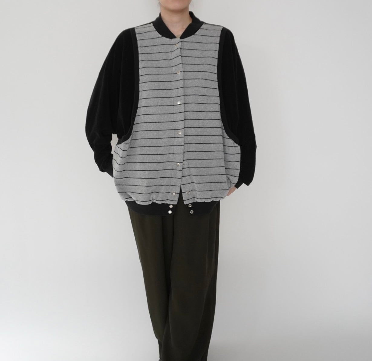 90s Striped Velour Top Made in USA