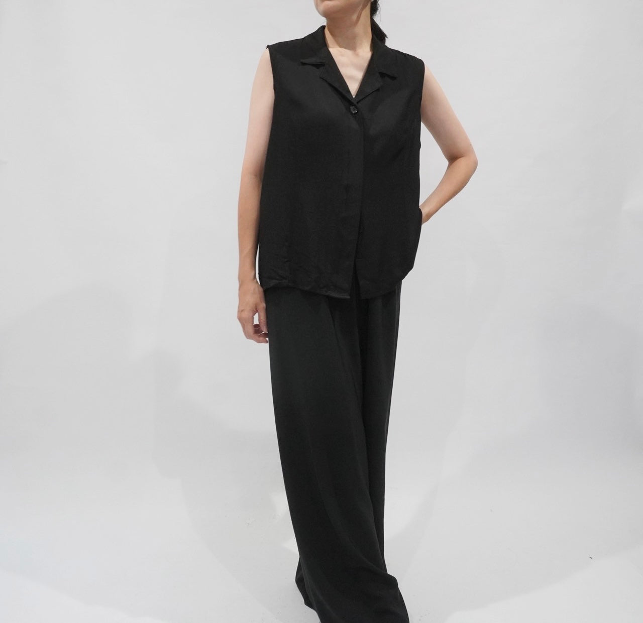 90s Black Vest,Blouse