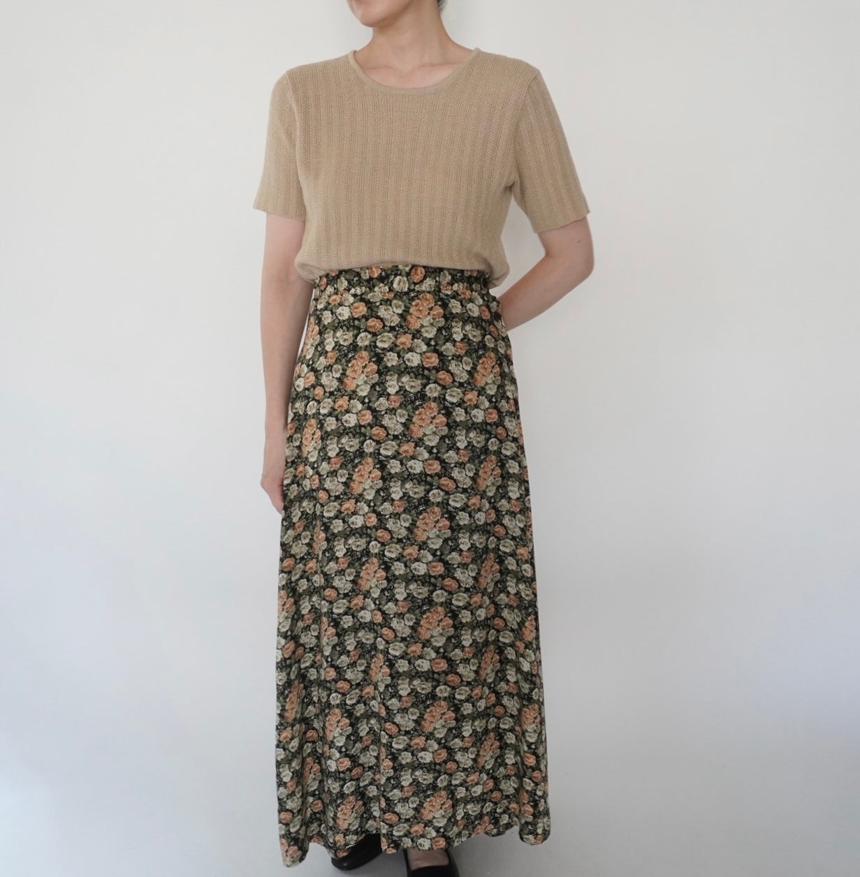 80s Floral Print Skirt Made in USA