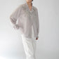 70s Hand Embroidery Silk Shirt Dead Stock
