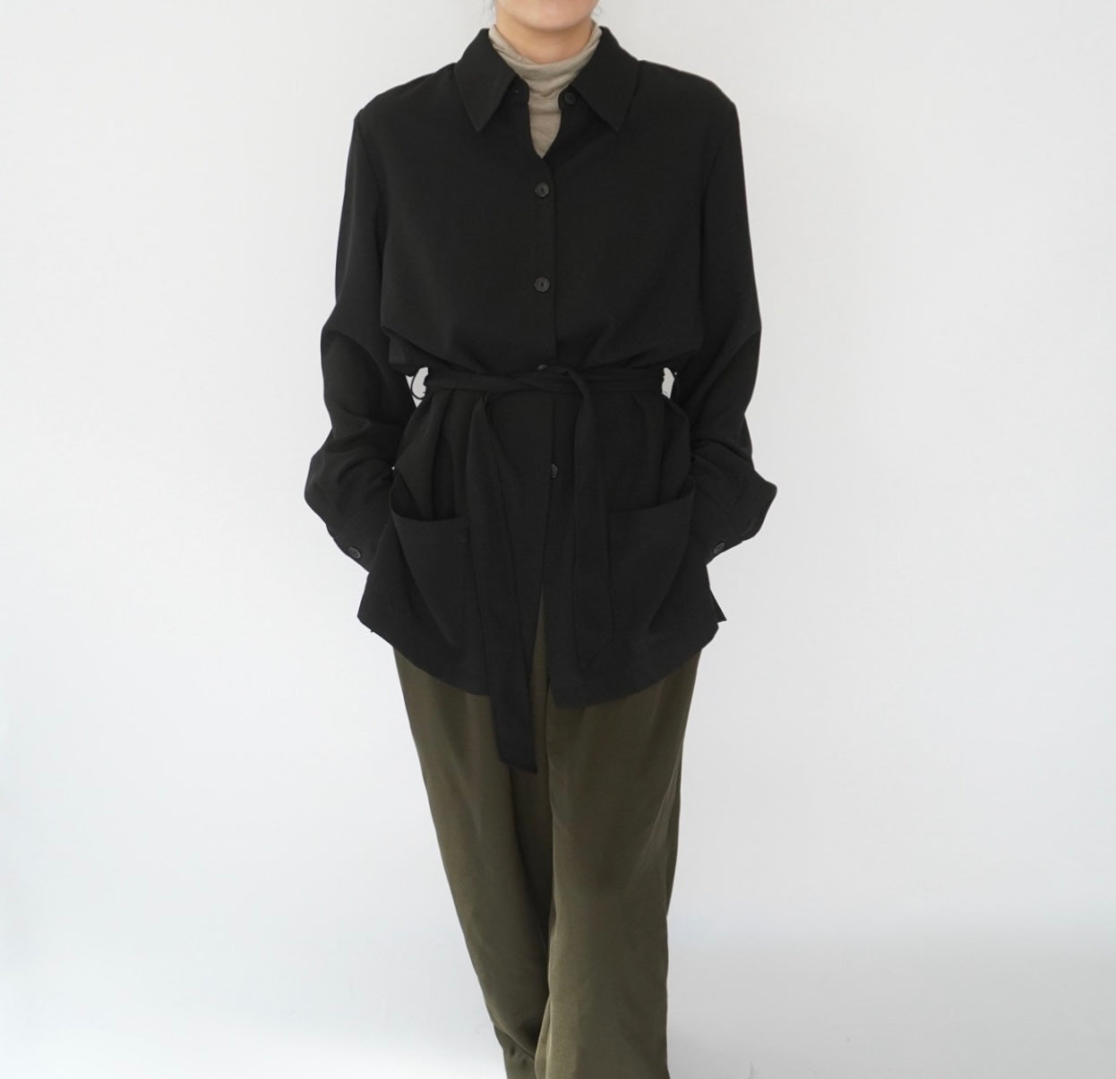 90s Belted Shirt Jacket