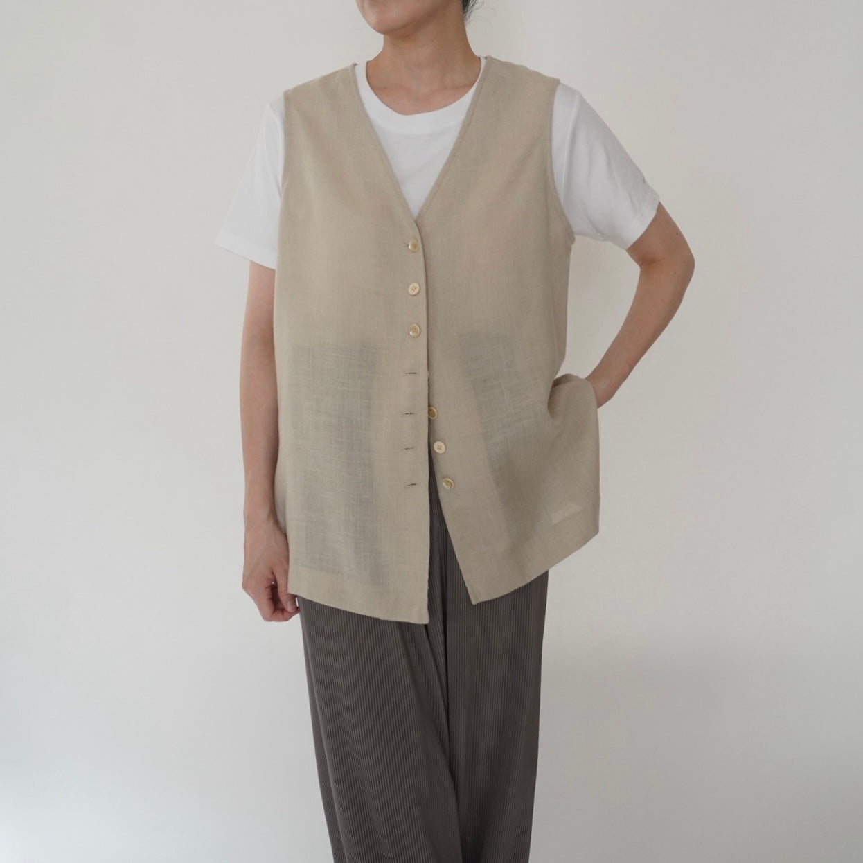 90s Beige Vest Made in USA