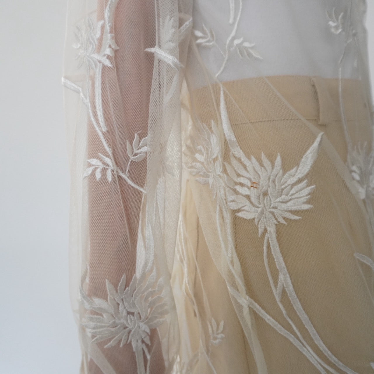 90s Embroidery Sheer Shirt