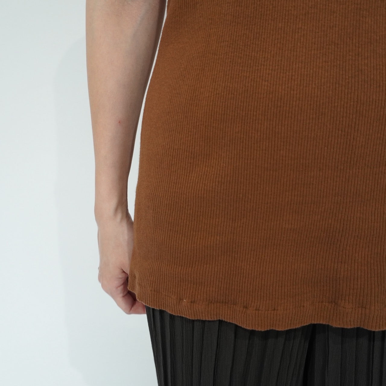 90s Zip Ribbed Top Made in USA