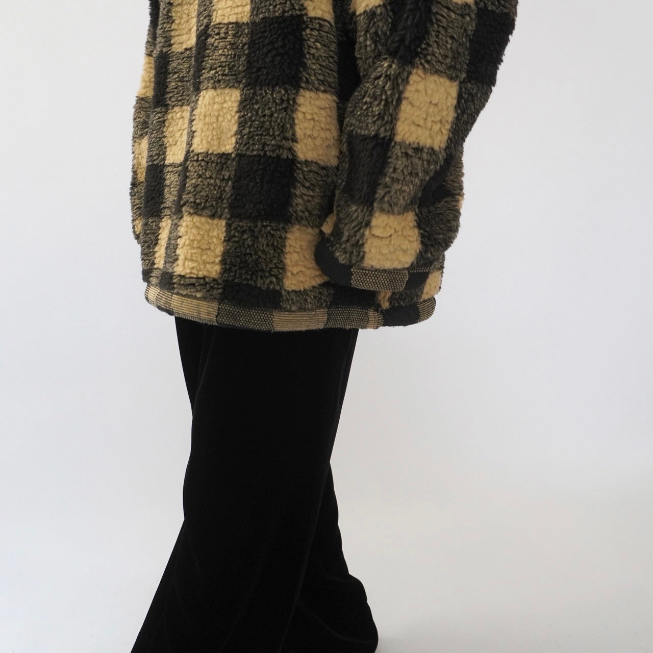 90s EURO Plaid Fleece Top