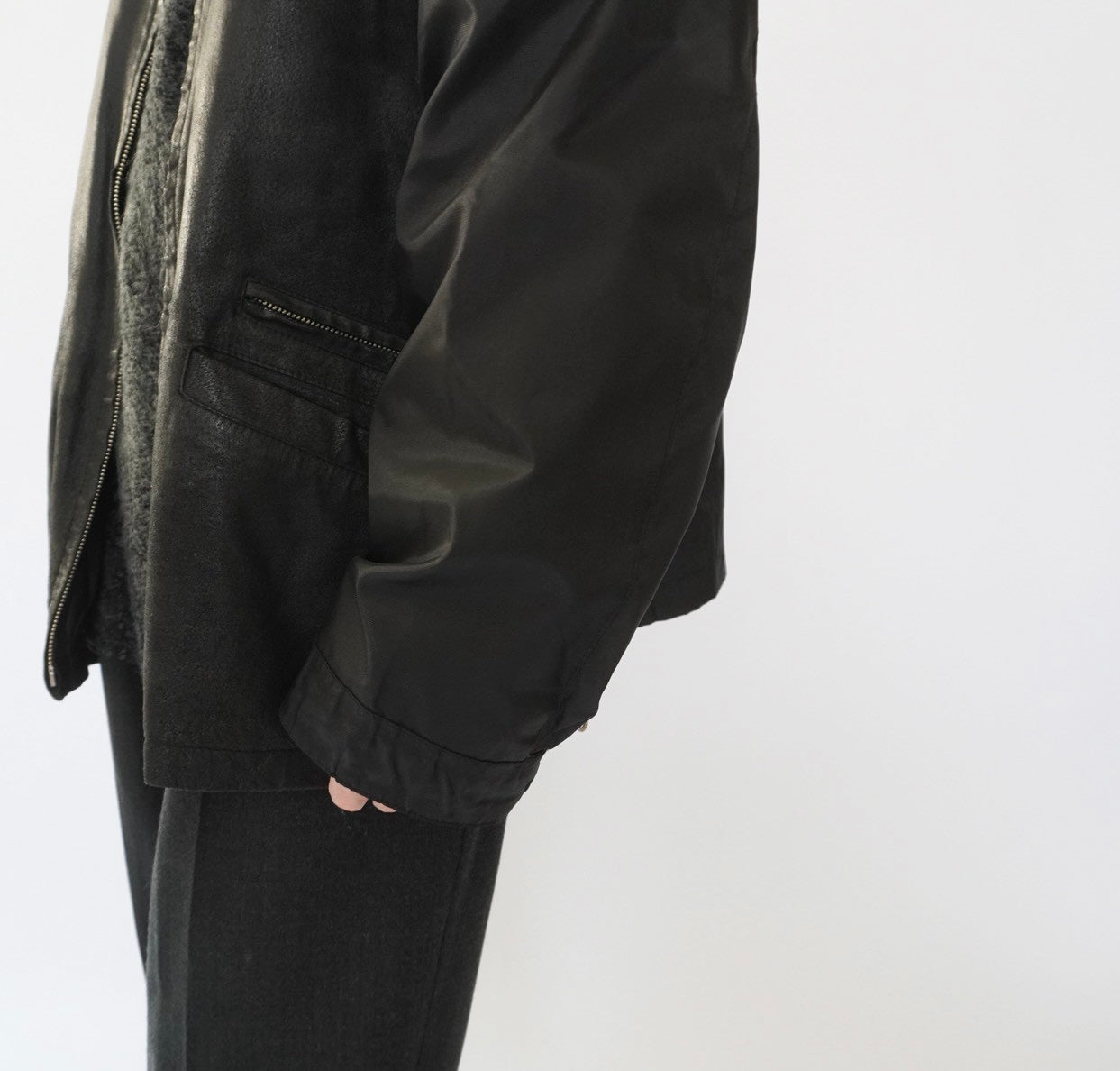 90s Leather × Nylon Jacket