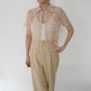90s Lace Design Zipped Shirt Made in USA