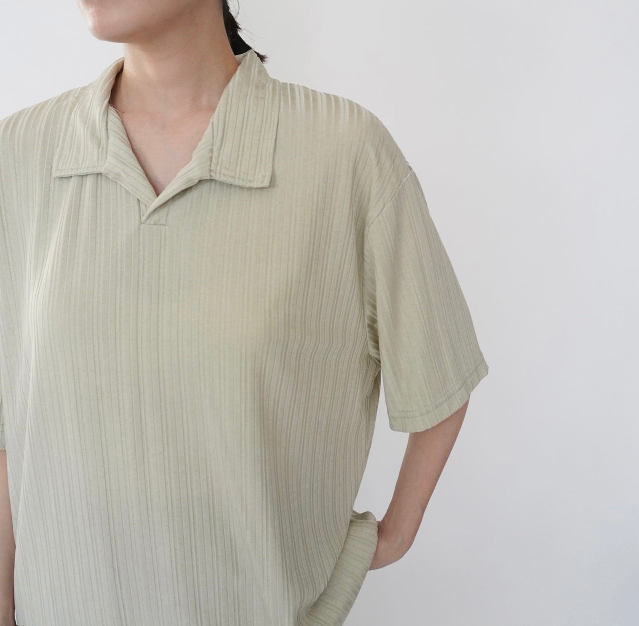 90s Light Green Ribbed Top