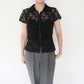 90s Lace Design Zipped Shirt Made in USA