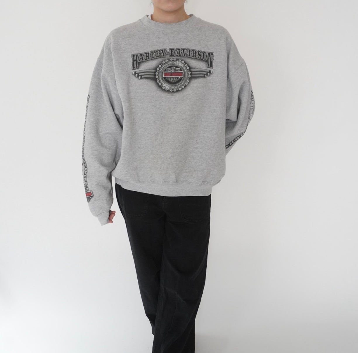 01s ”Harley-Davidson” Printed Sweater Made in USA