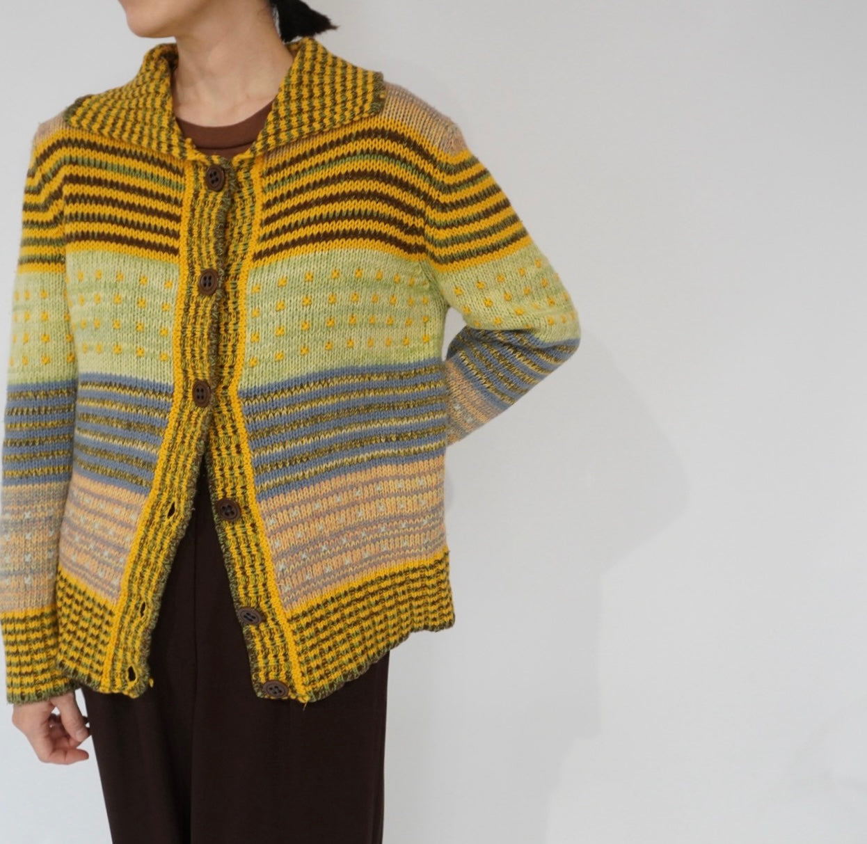 90s "BENETTON" Multi Striped Cardigan Made in Italy