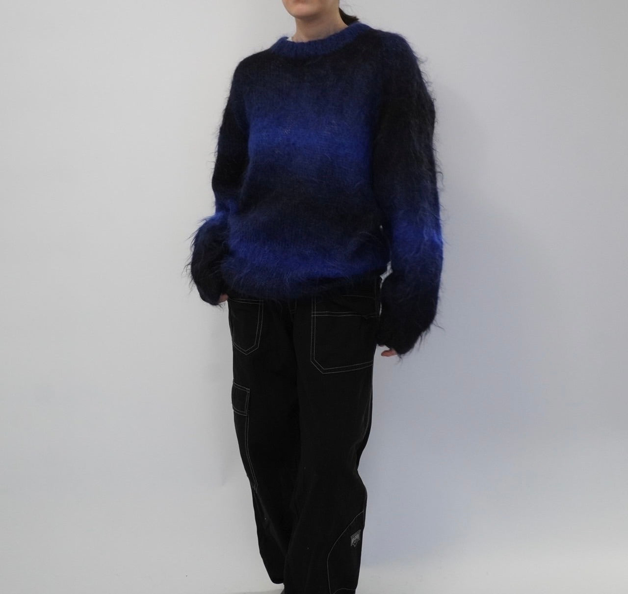 90s Black x Blue Mohair Knit