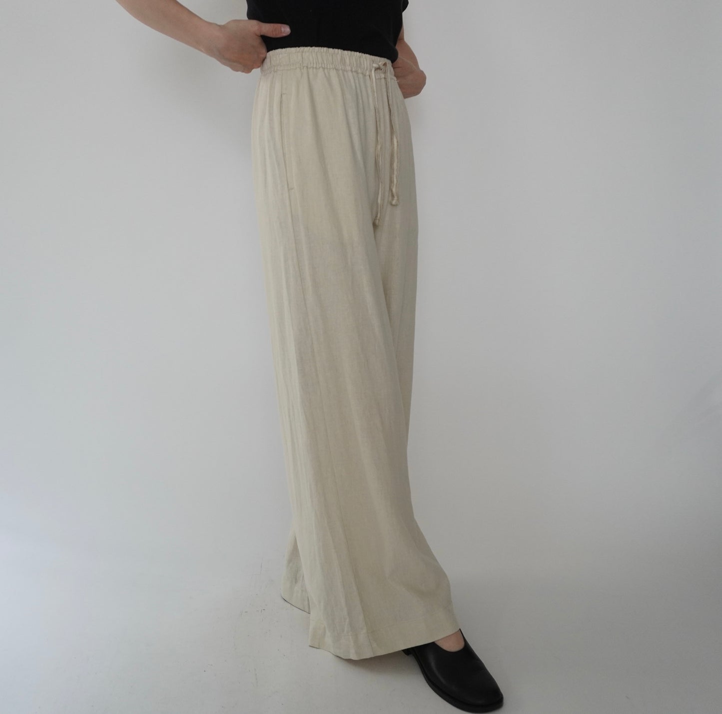 Ivory Linen Wide Pants