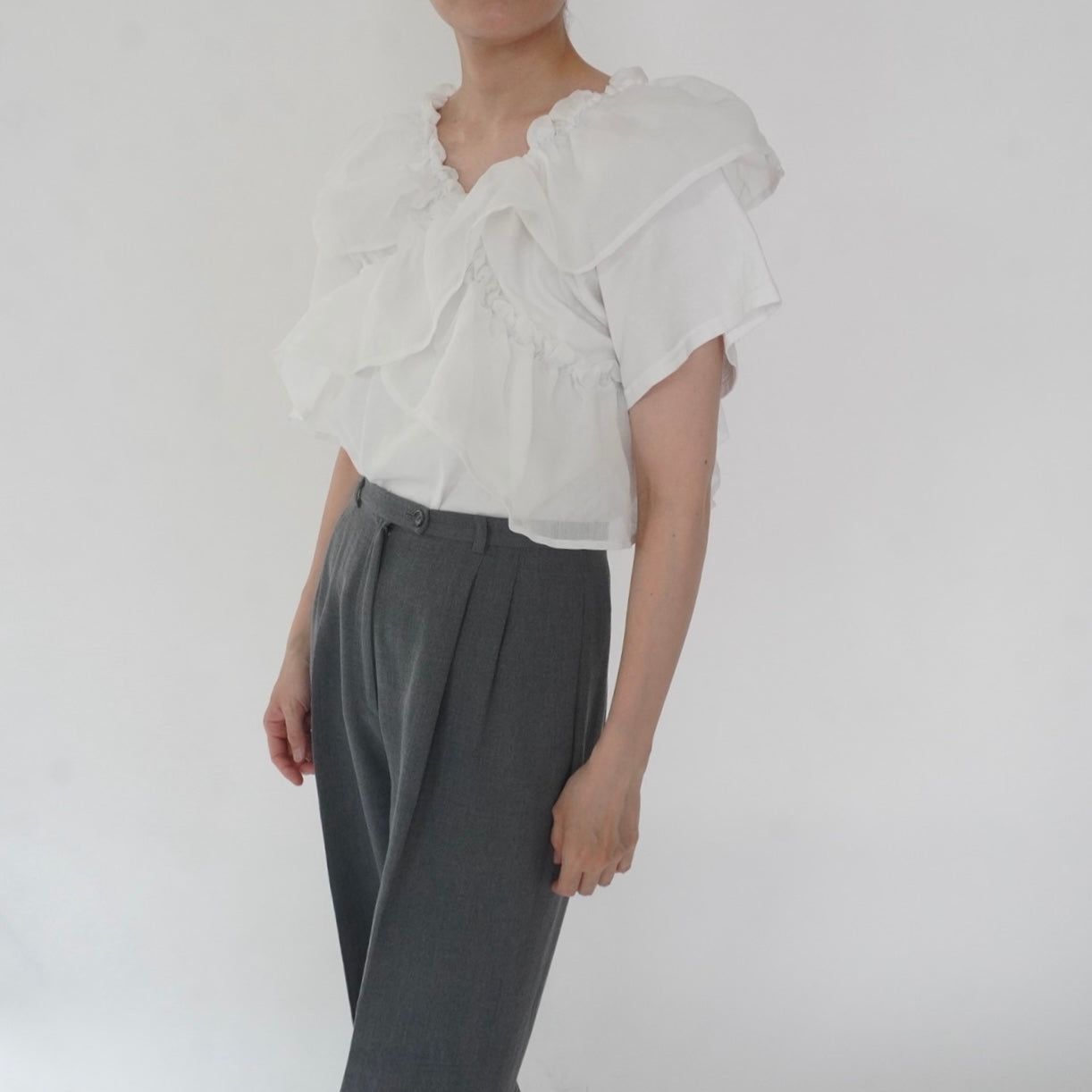White Ruffle Top
