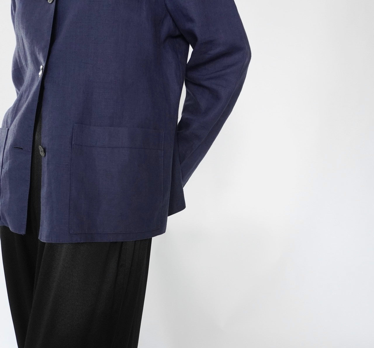 90s Navy Linen Jacket