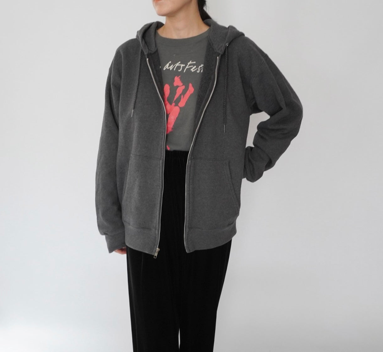 00s "Hanes" Zip up Hooded Sweater