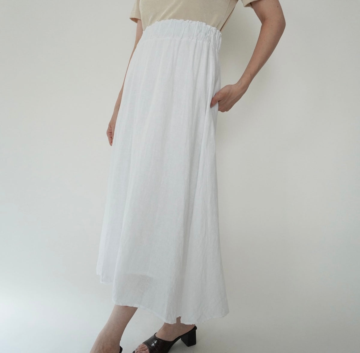 90s White Linen Skirt
