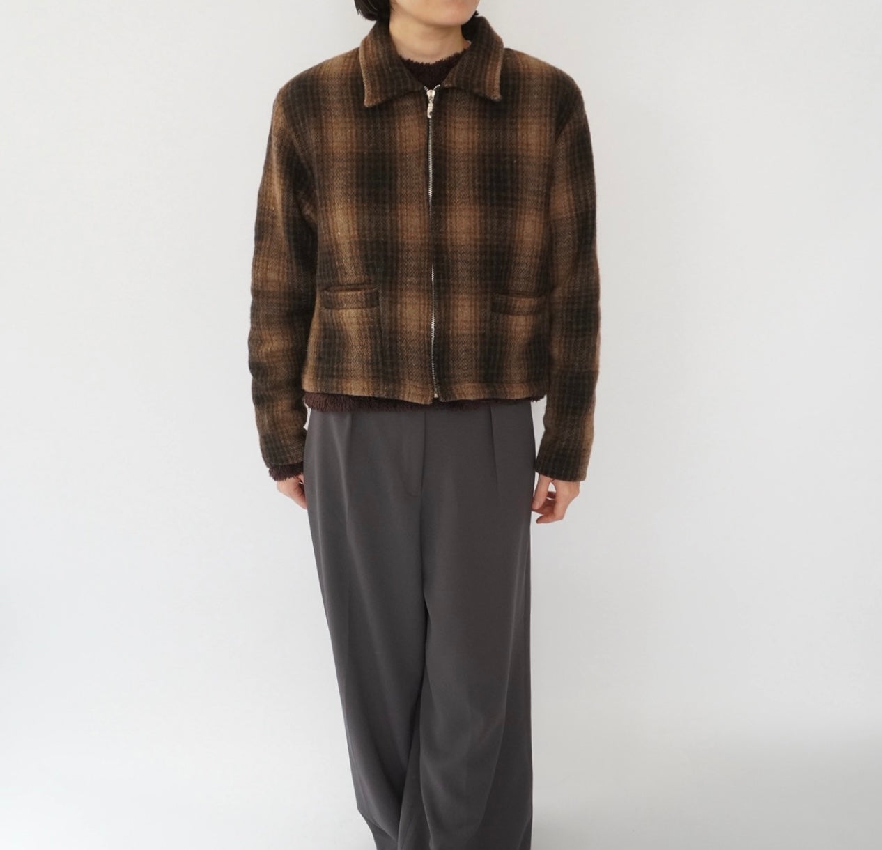 90s Wool Shadow Plaid Jacket