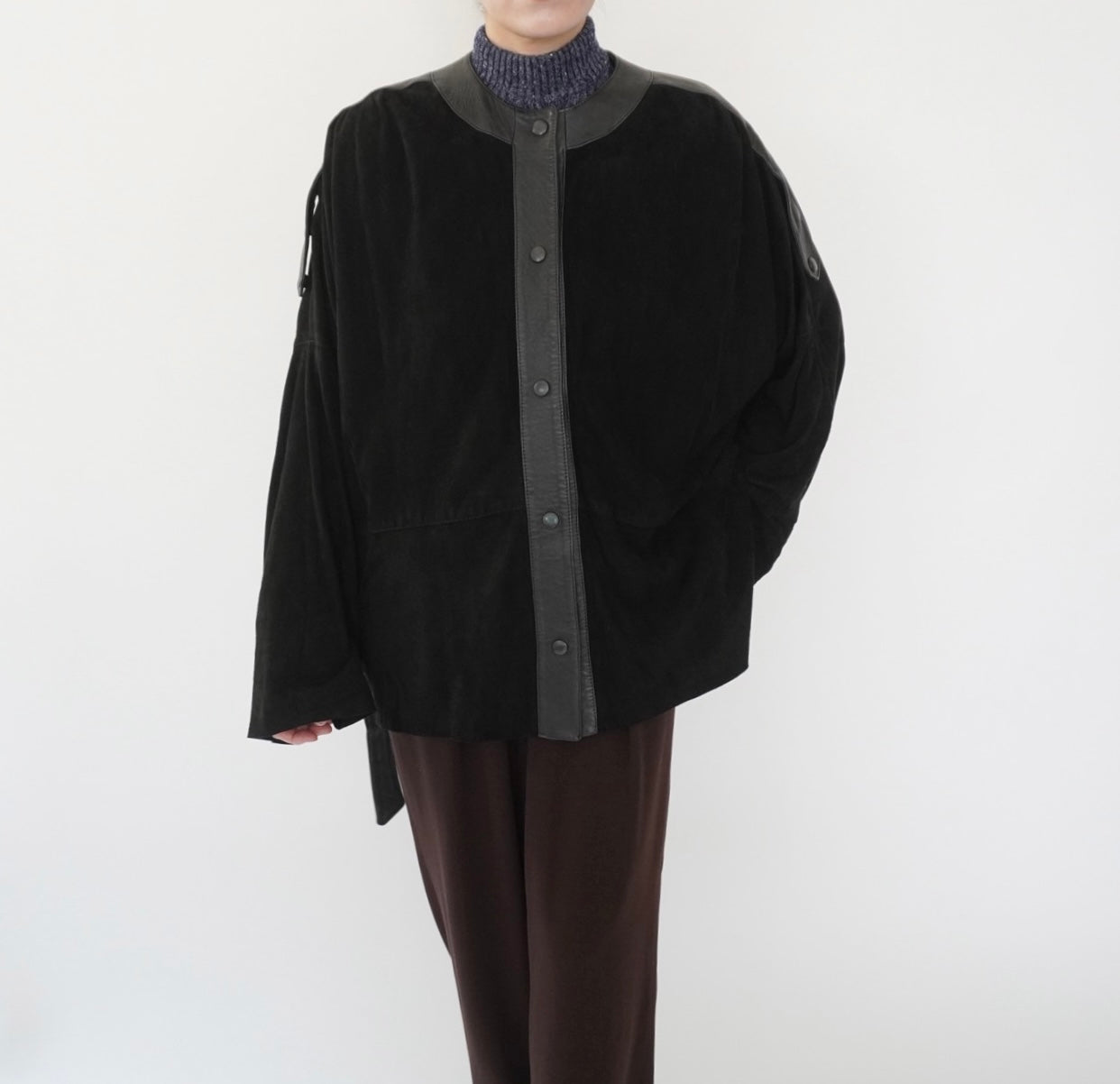 80s EURO Design Suede x Leather Jacket